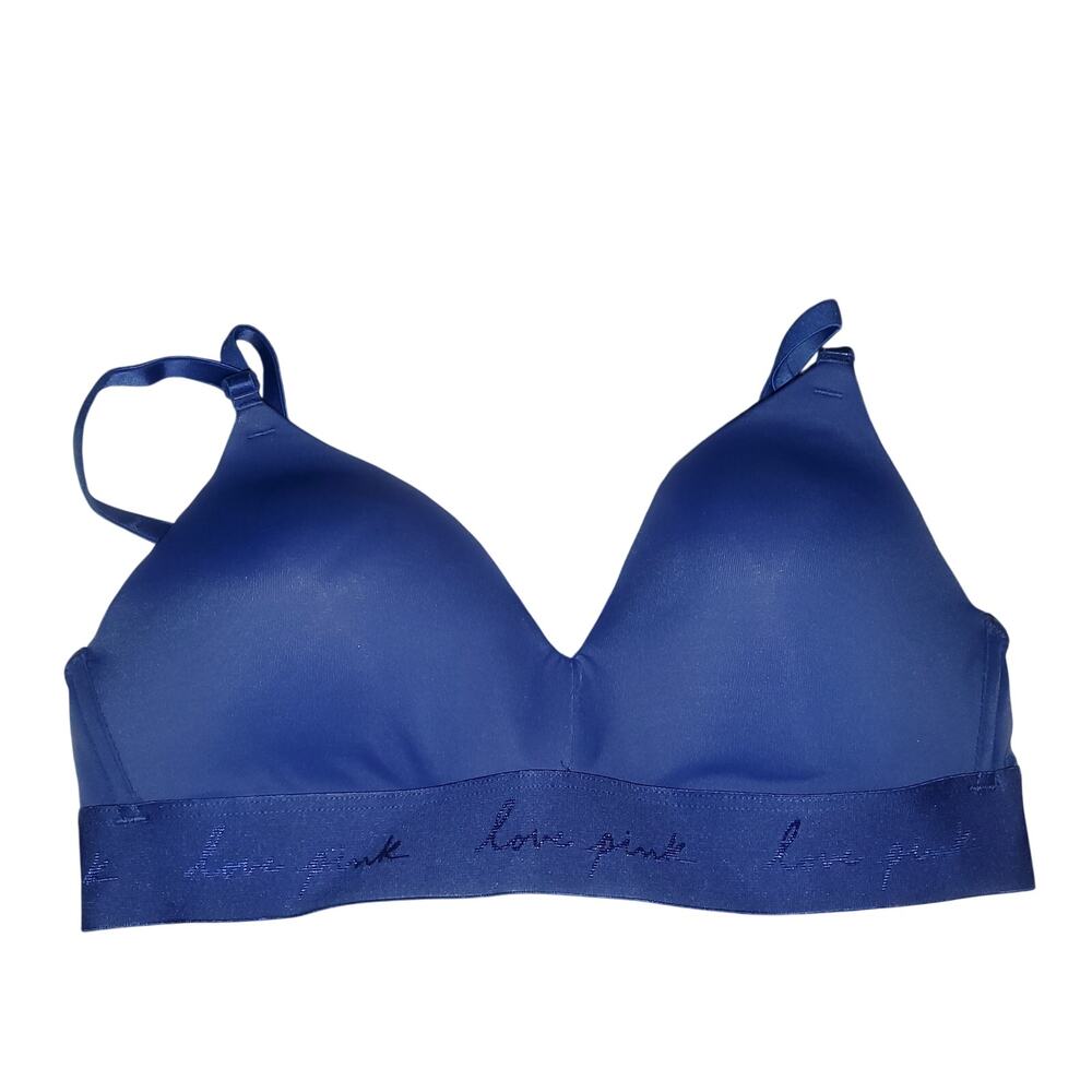 PINK Wear Everywhere Wireless Lightly Lined Bra 32C Blue NWT